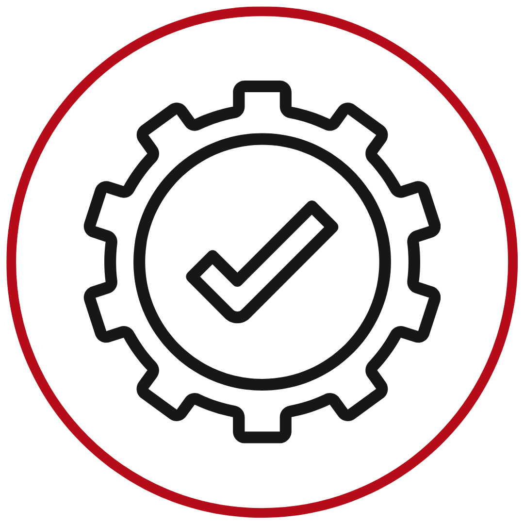 icon of a cogwheel and a checkmark