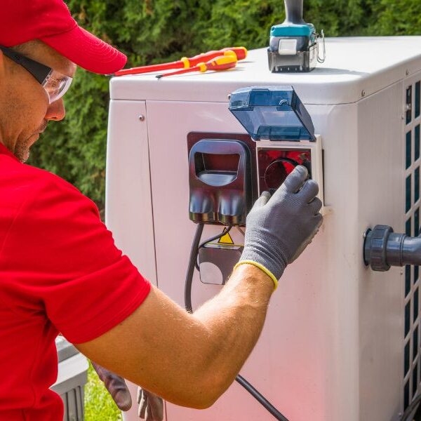 an HVAC technician working on an ac unit